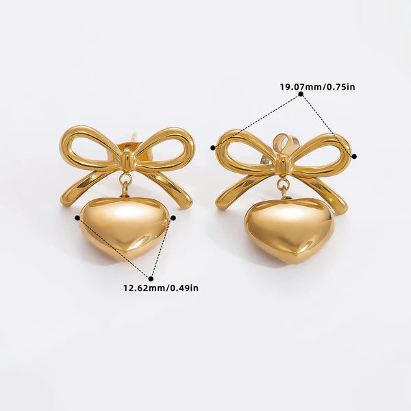 Svarnika Jewels Gold Plated Anti Tarnish Bow-Heart Themed Earrings