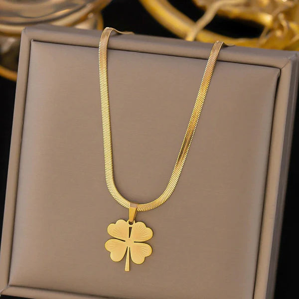 Svarnika Jewels Gold Plated Stainless Steel Anti Tarnish Clover Themed Pendant