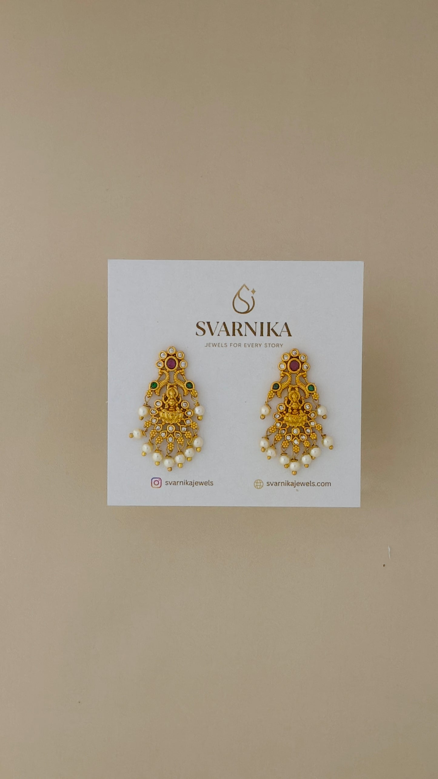 Svarnika Jewels Traditional Gold Plated Laxmi Idol Drop Earrings