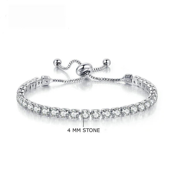 Svarnika Jewels Silver Plated Round Cut Cubic Zirconia White Matrix Anti Tarnish Tennis Bracelet