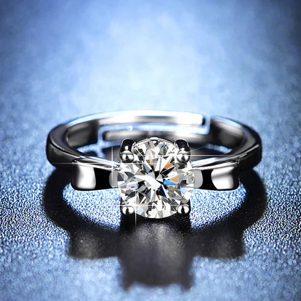 Svarnika Jewels Silver Plated Crystal Studded Bow Tie Anti Tarnish Solitaire Adjustable Ring