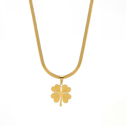 Svarnika Jewels Gold Plated Stainless Steel Anti Tarnish Clover Themed Pendant