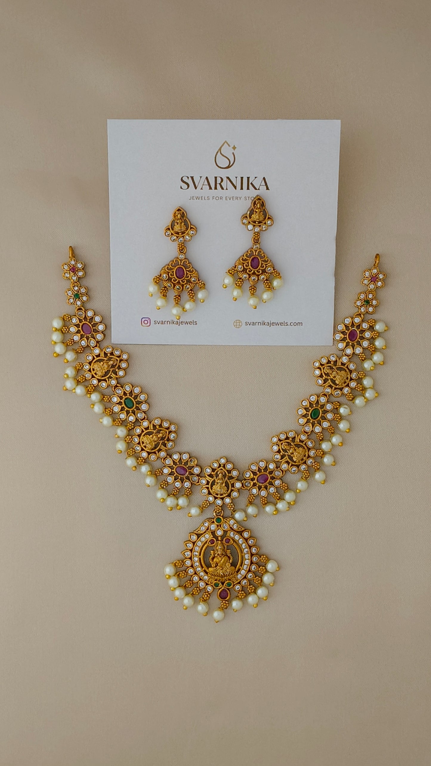 Svarnika Jewels Gold Plated Laxmi Necklace Set