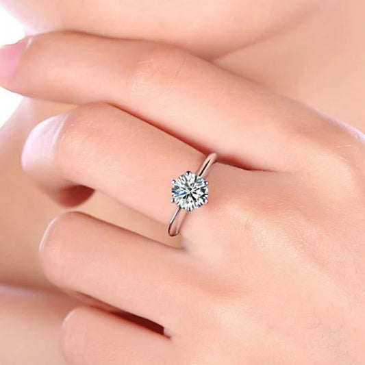 Svarnika Jewels Silver Plated Crystal Studded Anti Tarnish Solitaire Adjustable Finger Ring